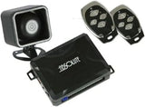 Absolute AL510 one way car alarm system with two remotes and speaker for vehicle security.