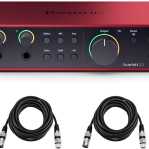 Focusrite Scarlett Solo 4th Gen 2x2 USB Audio Interface With Single Microphone Preamp & 2 XLR Cable
