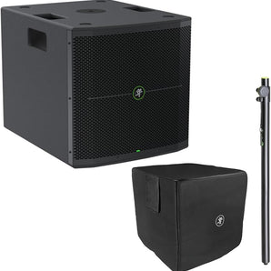 Mackie Thump115S 1400W 15" Powered Subwoofer with Slipcover & MR DJ Adjustable Speaker Pole