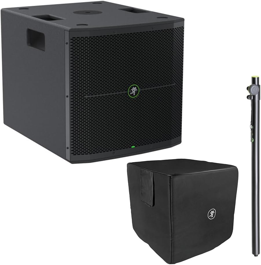 Mackie Thump115S 1400W 15" Powered Subwoofer with Slipcover & MR DJ Adjustable Speaker Pole