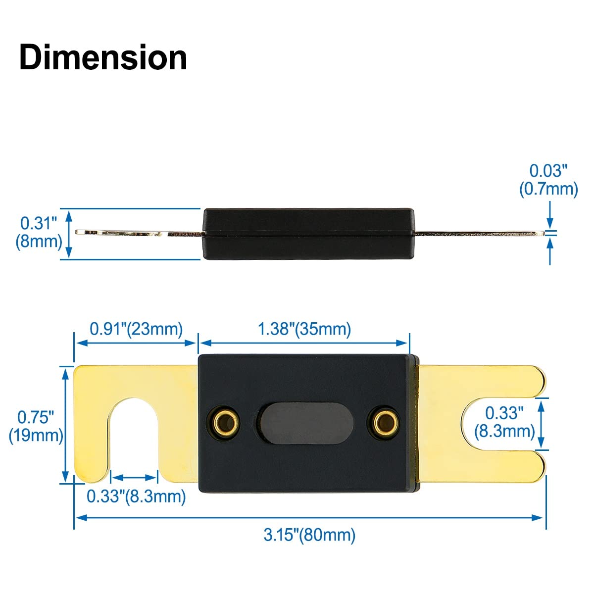 2 Absolute ANL120 120 Amp ANL Fuse Gold Plated High Quality Fuses Car Audio Blade