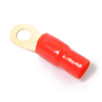 0 gauge ring terminal in red color presenting the crimp cable connectors.