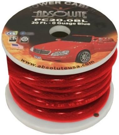 Absolute P020RD 0 Gauge 20 Feet Red Power Ground Wire Cable