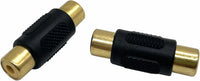 Thumbnail for 4 Pack Black Female to Female Gold RCA cable cord Coupler Joiner Barrel Connectors