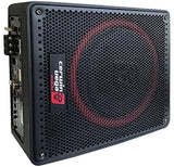 Cerwin Vega VRAD10 active slim subwoofer enclosure with passive radiator features and sleek design.