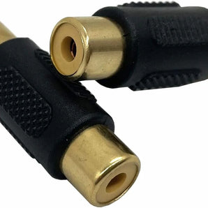 4 Pack Black Female to Female Gold RCA cable cord Coupler Joiner Barrel Connectors
