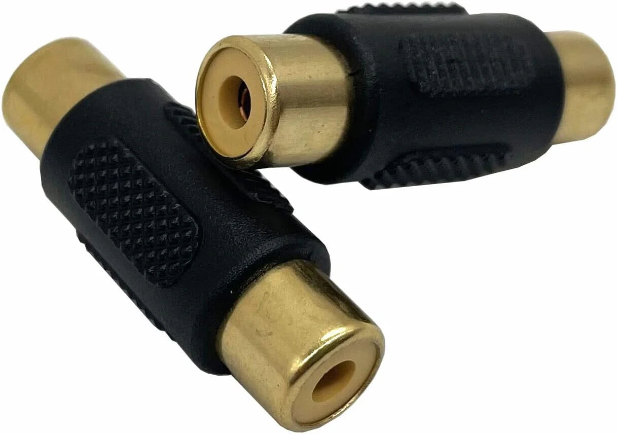4 Pack Black Female to Female Gold RCA cable cord Coupler Joiner Barrel Connectors