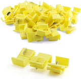 Quick splice wire terminals in yellow color, designed for 10-12 AWG wire connections.