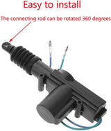 Power door lock actuator motor with easy installation features and 360-degree rotating connecting rod.