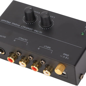 MR DJ PP500 Phono Turntable Preamp Input /TRS Output Stereo Knob Control Mini Record Player Preamplifier