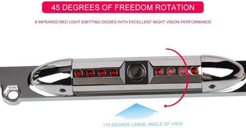 CAM120 Backup Camera Frame with HD Night Vision, 170° Angle, Waterproof design for rear view installation.
