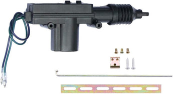 Power door lock actuator motor with easy installation features and 360-degree rotating connecting rod.