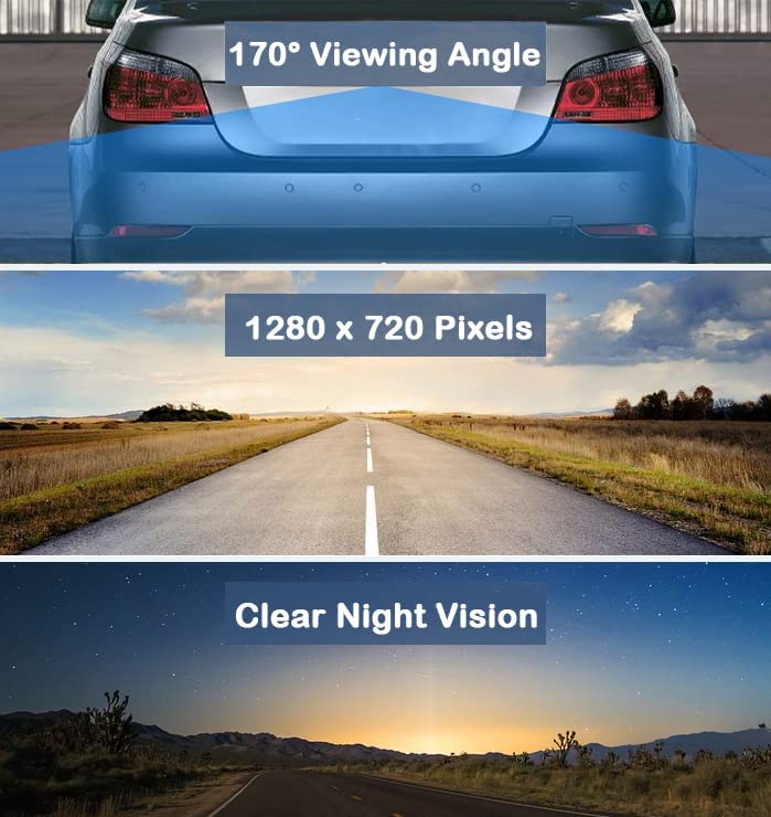 CAM124 Backup Camera Frame License Plate HD Night Vision Rear View 170° Angle Waterproof Compatible with Jensen Car Radio CAR110W CAR710 CAR710X CAR8000 CAR910W CAR910X CDR7011 CM901MIR CMR2720 CR271ML