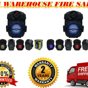 2 Mr Dj PSE-65BT 6.5" Rechargeable PA Speaker Bluetooth USB/AUX/FM/RGB LED Light