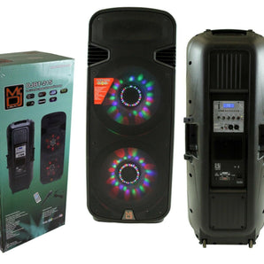 MR DJ Dual 15 lnch 3 WAY 5000W Powered PA DJ Speaker BT LED Light Speaker