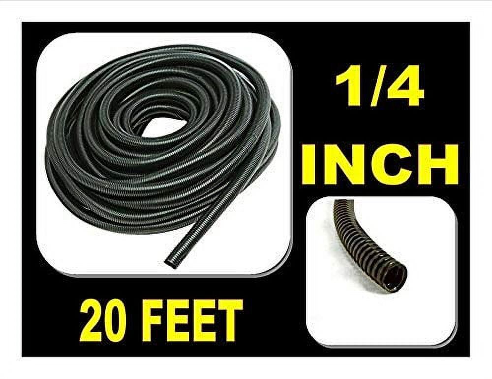 AT 20 FT 1/4" Inch Split Loom Tubing Wire Conduit Hose Cover Auto Home Marine Black