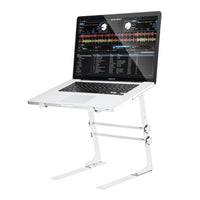 Thumbnail for MR DJ LTS109WH Laptop Computer Stand White Mobile Disc Jockey PC Table Rack Mount Clamp Bracket