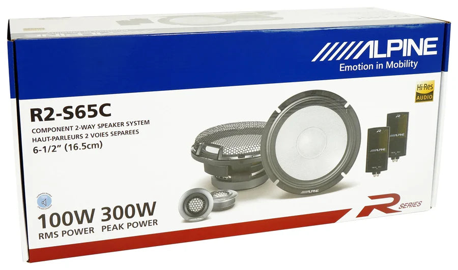 Alpine R2-S65C 6.5" Component Speaker + Adapter & Harness Fit Select Honda Acura