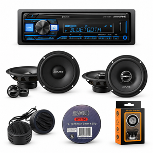 Alpine UTE-73BT Media Receiver + 6.5" Component & Coaxial Speaker Set + Accessory Bundle