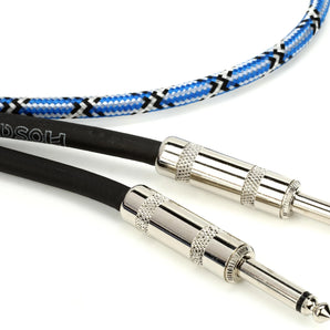 Hosa 3GT-18C1 Cloth Guitar Cable, Straight to Same, 18 ft, Blue/White/Black