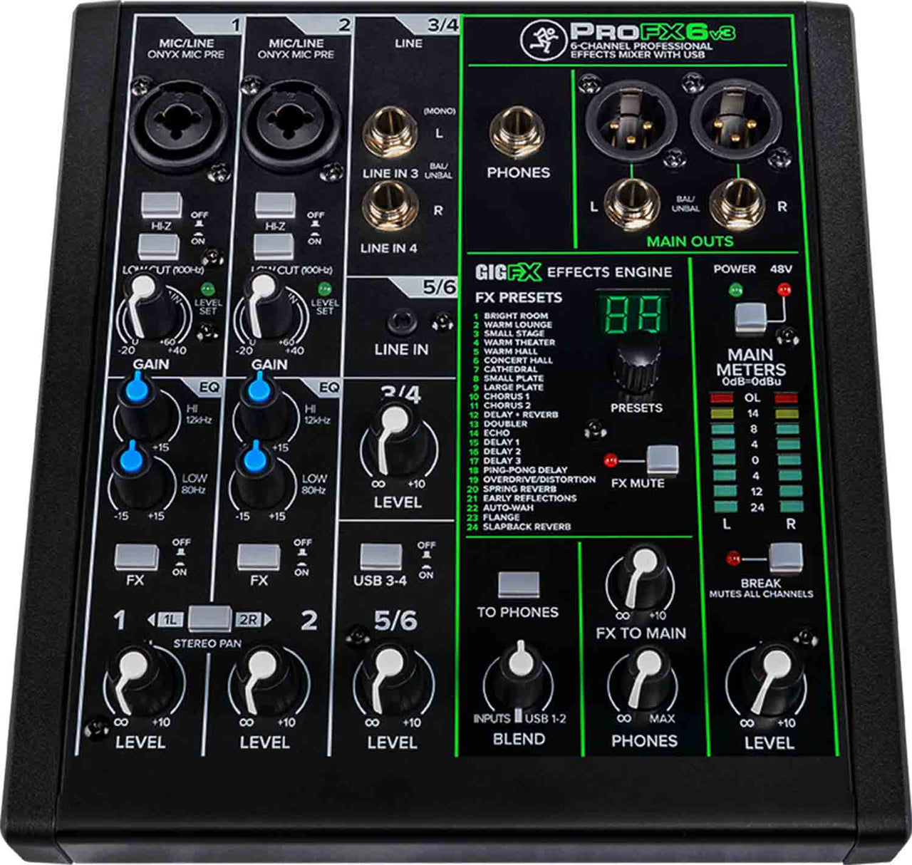 Mackie ProFX6v3, Professional Effects Mixer with USB