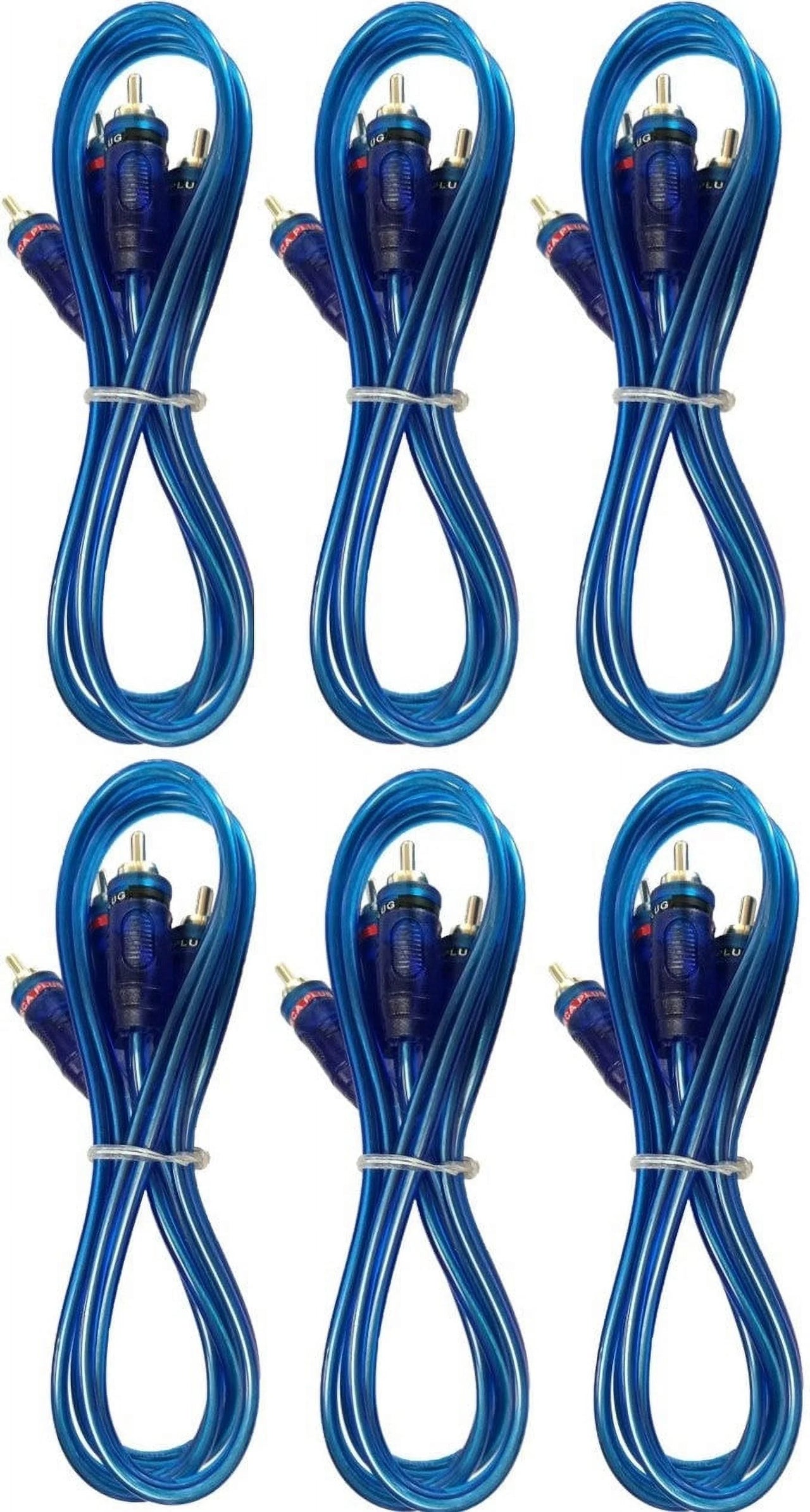 RCA Interconnect Audio Cables 17 Feet 6 Pair (Blue)