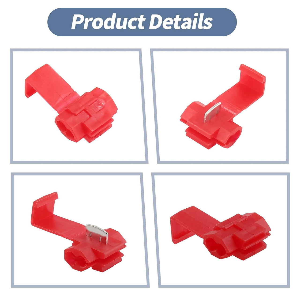 Absolute 100pcs Quick Splice Wire Terminals Snap Lock Red 18-22 AWG