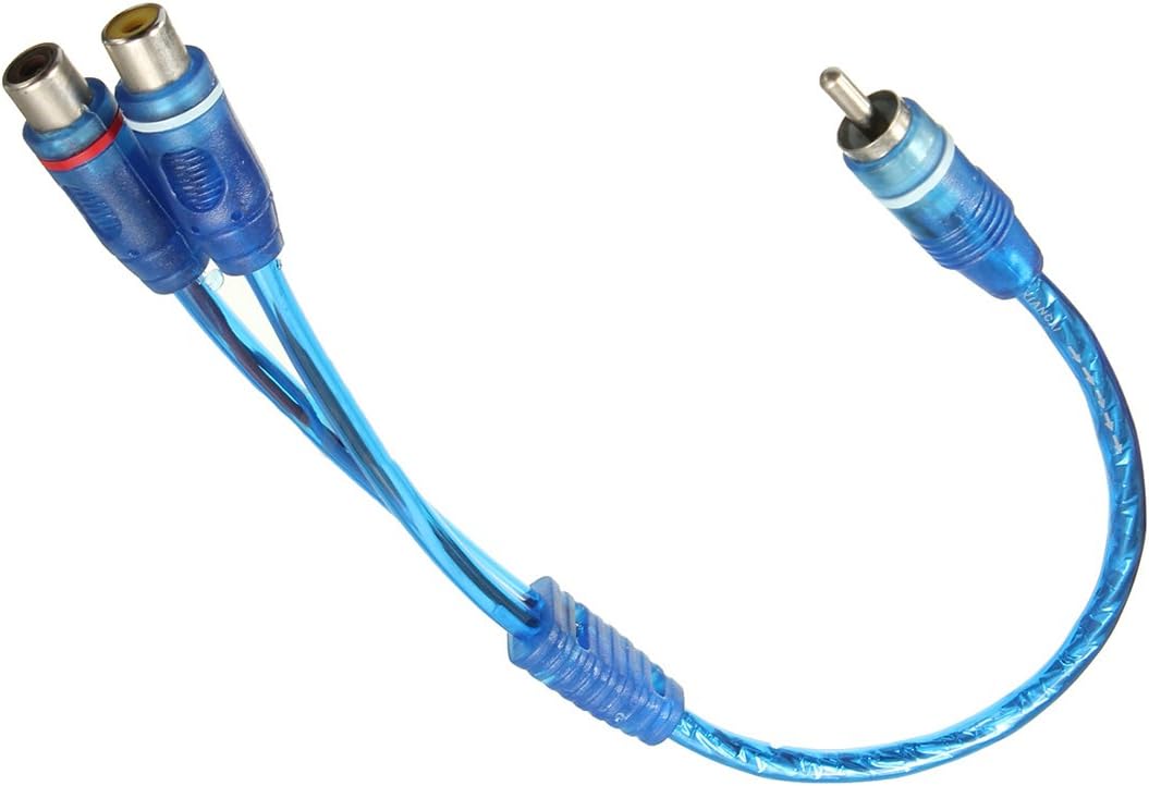 8 Absolute ABC-2F1M BLUE Y-Adapter 2F-1M RCA Interconnect Audio Cable