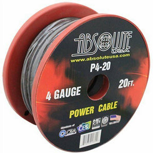 Absolute P4-20BK 20' 4-Gauge Black Copper Mix Power Ground Wire Cable