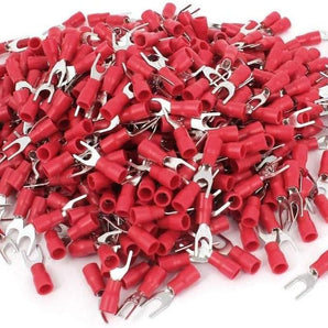 Install Bay RVST10 Red Vinyl Spade Terminal 22-18 Gauge #10 Package of 100