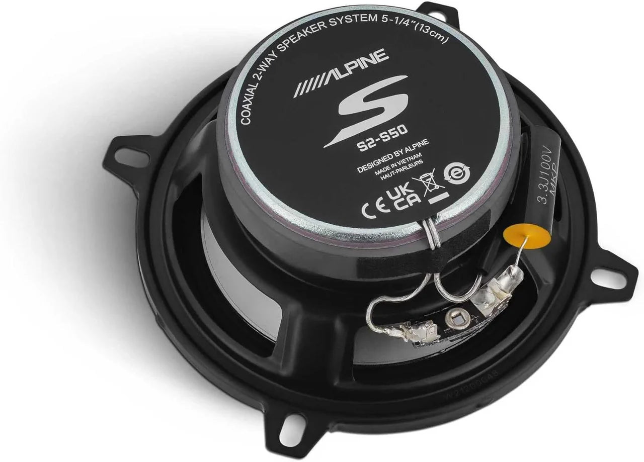 4 Pack Alpine 2S-S50 170W 5 1/4" Speakers + 72-5512 Harness & 82-5600 Adapter Fits 1991-Up Ford