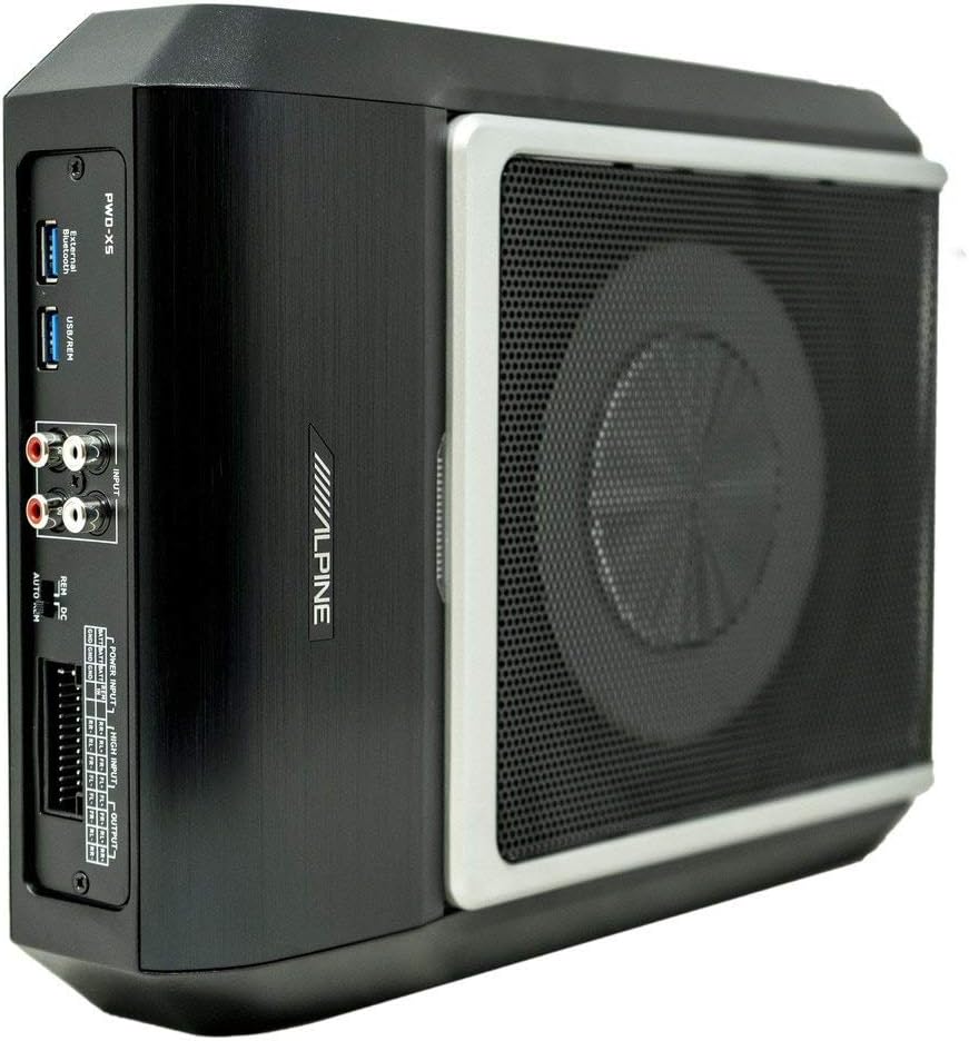 Alpine PWD-X5 Powered Compact Subwoofer Enclosure with Built-in Amplifier & Digital Sound Processor (DSP)