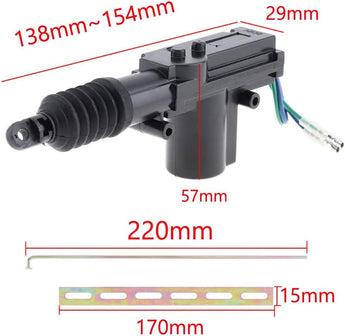 Power door lock actuator motor with easy installation features and 360-degree rotating connecting rod.
