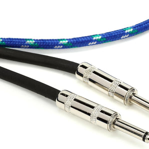 Hosa 3GT-18C2, Straight to Straight Cloth Guitar Cable 18 ft, Blue/Green/White