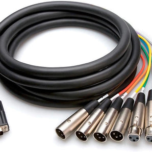 Hosa AES805Y AES/EBU Breakout Snake, DB-25 to 4 XLR Male & 4 XLR Female, 16.5 Feet