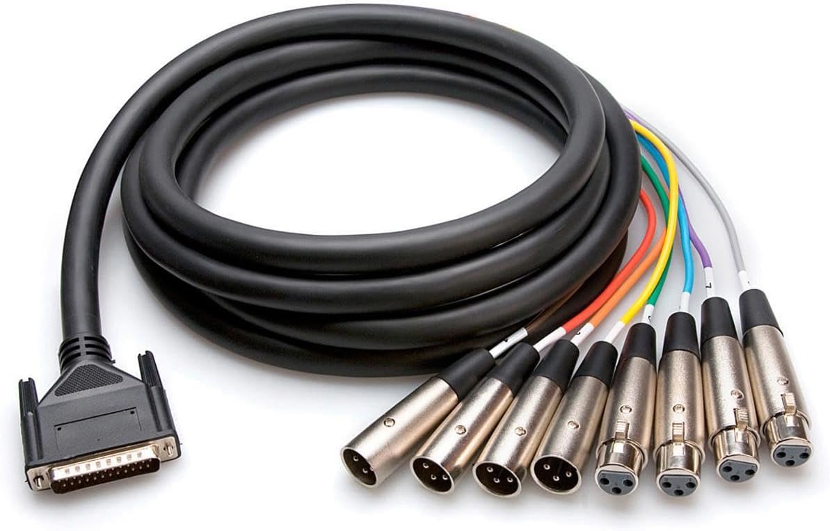 Hosa AES805Y AES/EBU Breakout Snake, DB-25 to 4 XLR Male & 4 XLR Female, 16.5 Feet
