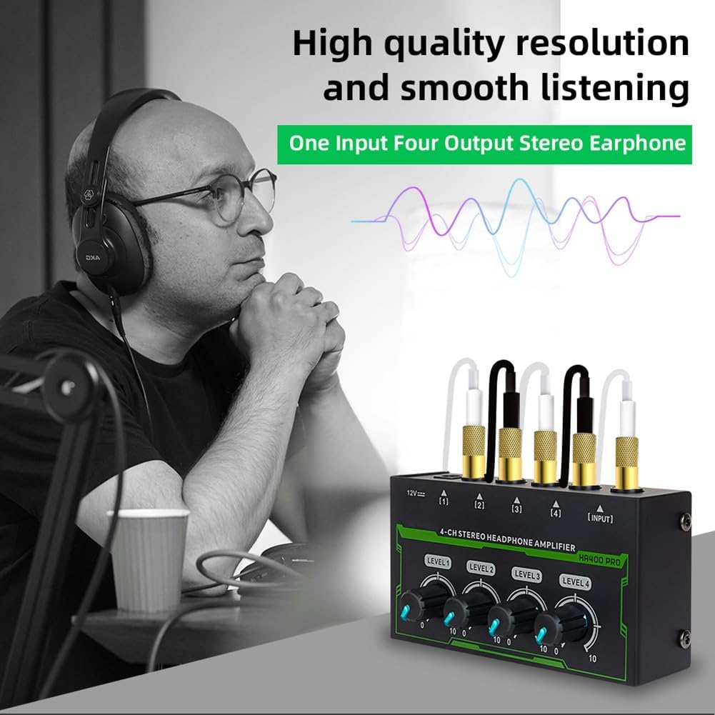 MR DJ Microamp HA400PRO Ultra-compact 4-channel stereo headphone amplifier