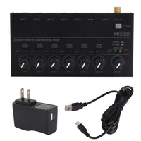 Thumbnail for MR DJ MX600 Ultra Low-Noise 6-Channel Line Mixer Stereo/Single Track Switch Microphone