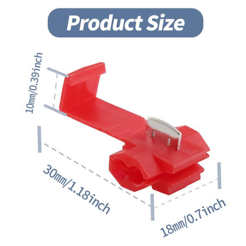 Red splice wire terminals quick splice connector for 18-22 AWG wire, ideal for automotive applications.