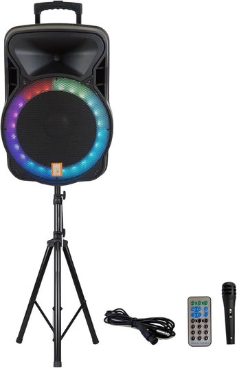 Dual 15-Inch Active PA Speaker Package with Stands