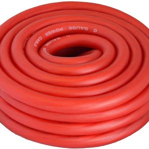 AT 25 FEET PREMIUM 0 GAUGE RED POWER / GROUND WIRE CABLE 1/0 GAUGE CAR AUDIO