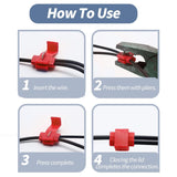 Red splice wire terminals quick splice connector for 18-22 AWG wire, ideal for automotive applications.
