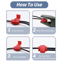 Thumbnail for Absolute 100pcs Quick Splice Wire Terminals Snap Lock Red 18-22 AWG