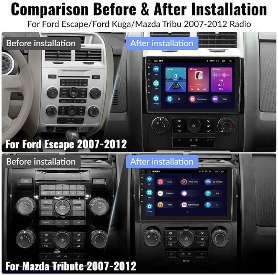 AT Compatible with Ford 2008-2012 Escape car radio stereo radio kit dash installation mounting w/ wiring harness and radio antenna