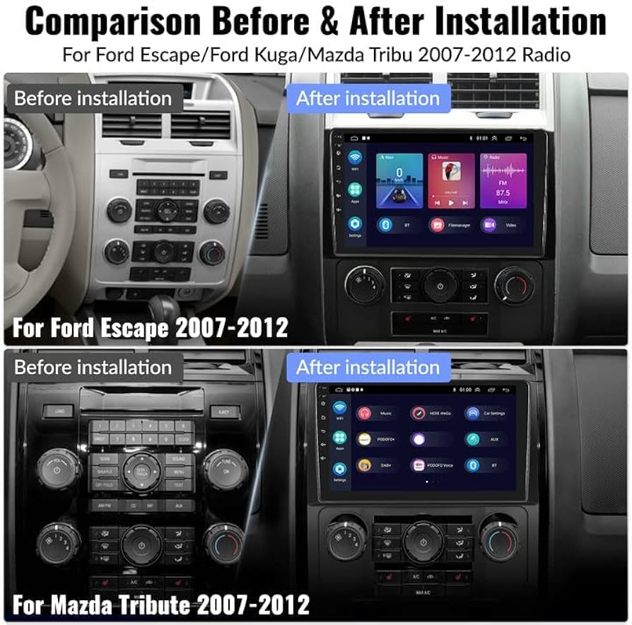 thumbnail image 2 of 9.7" Android 13 Car Stereo Radio For Ford Escape 2007-2012, Carplay Android Auto DSP Radio With GPS Bluetooth WiFi FM, Backup Camera 2 of 10