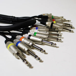 MR DJ 8Q8Q-3F-16G 8-Ch 1/4" TS Mono Snake Cable 3 Ft Professional Audio Patch Snake