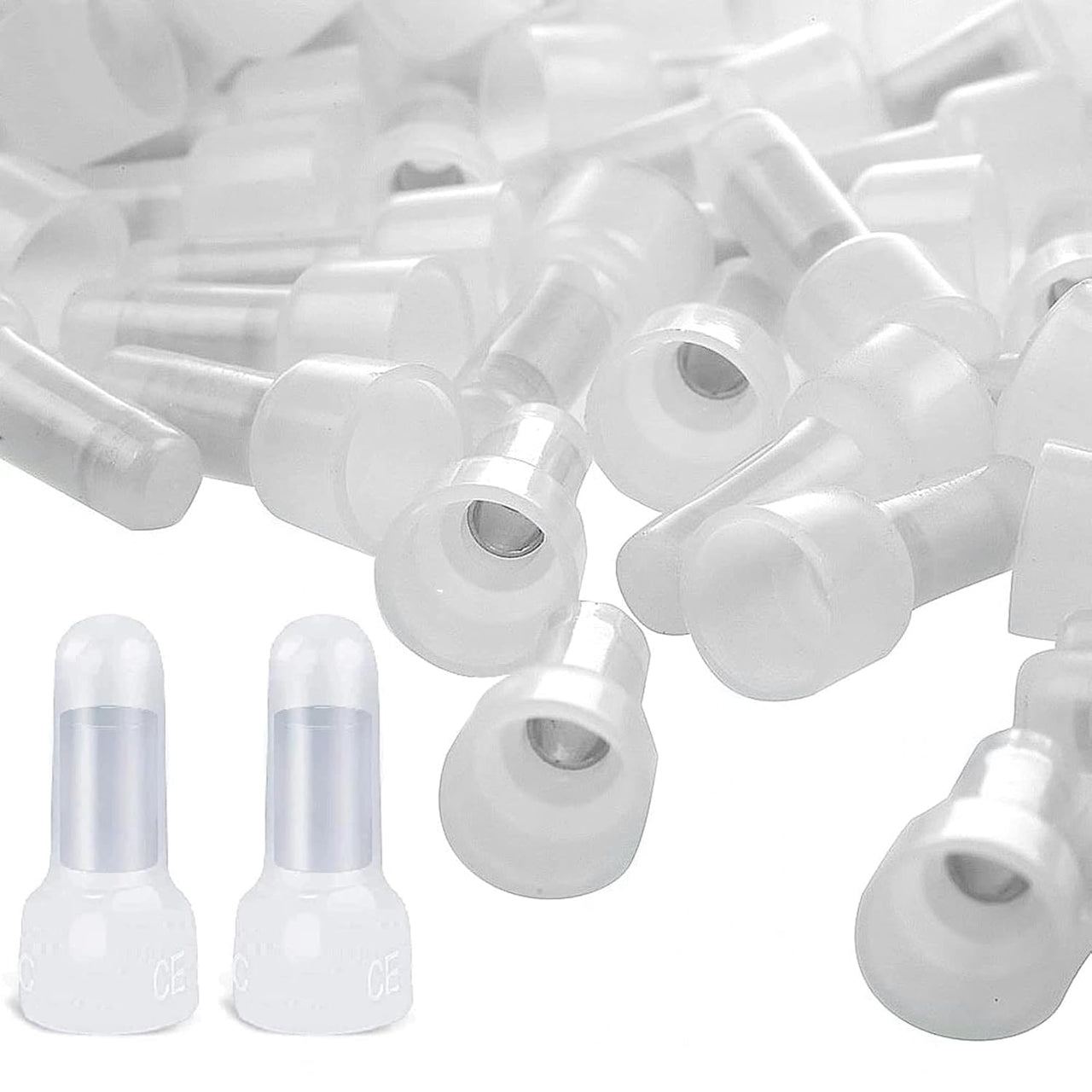 1000 White Crimp Cap Connectors Nylon Closed Ends Snow Caps