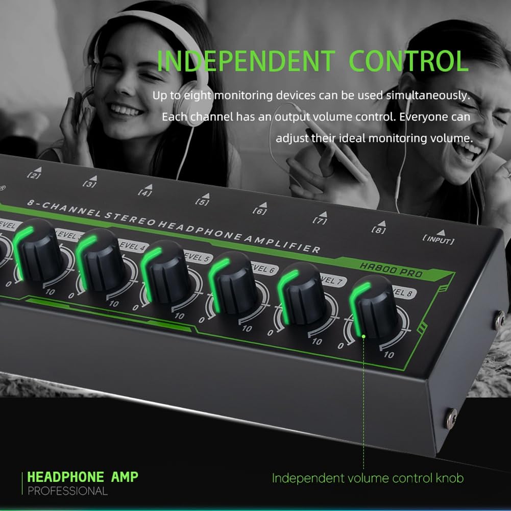 MR DJ Microamp HA800PRO Ultra-compact 8-channel stereo headphone amplifier
