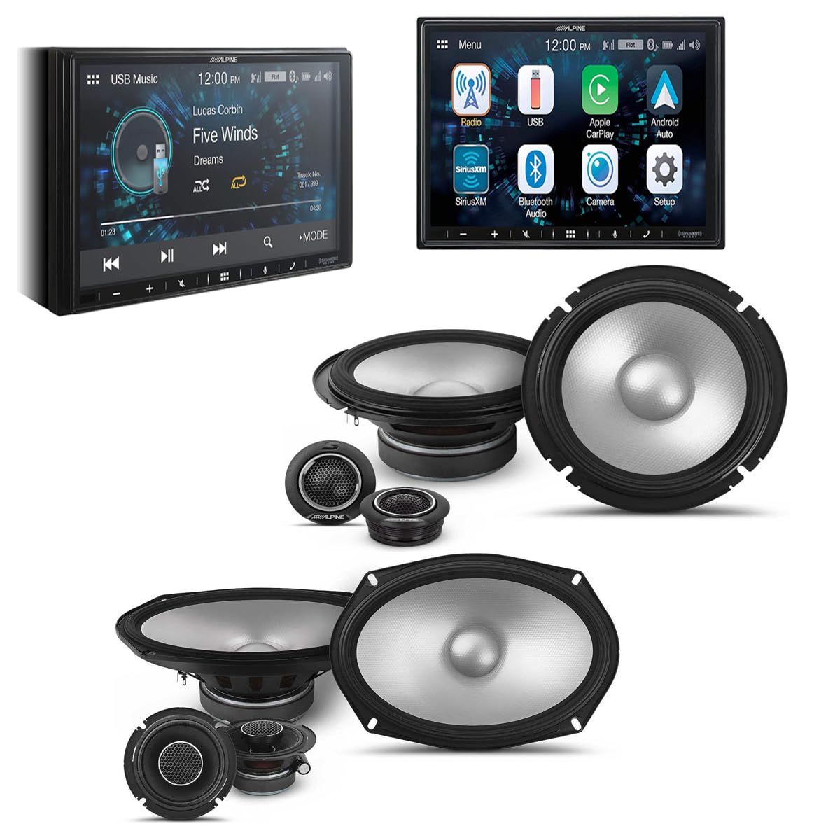 Alpine ILX-W670 Digital Indash Receiver, Alpine S2-S65C 6.5" Component & S2-S69C 6x9 Component Speakers