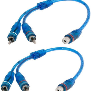 2 Absolute ABC-1F2M BLUE Y-Adapter 1F-2M RCA Interconnect Audio Cables